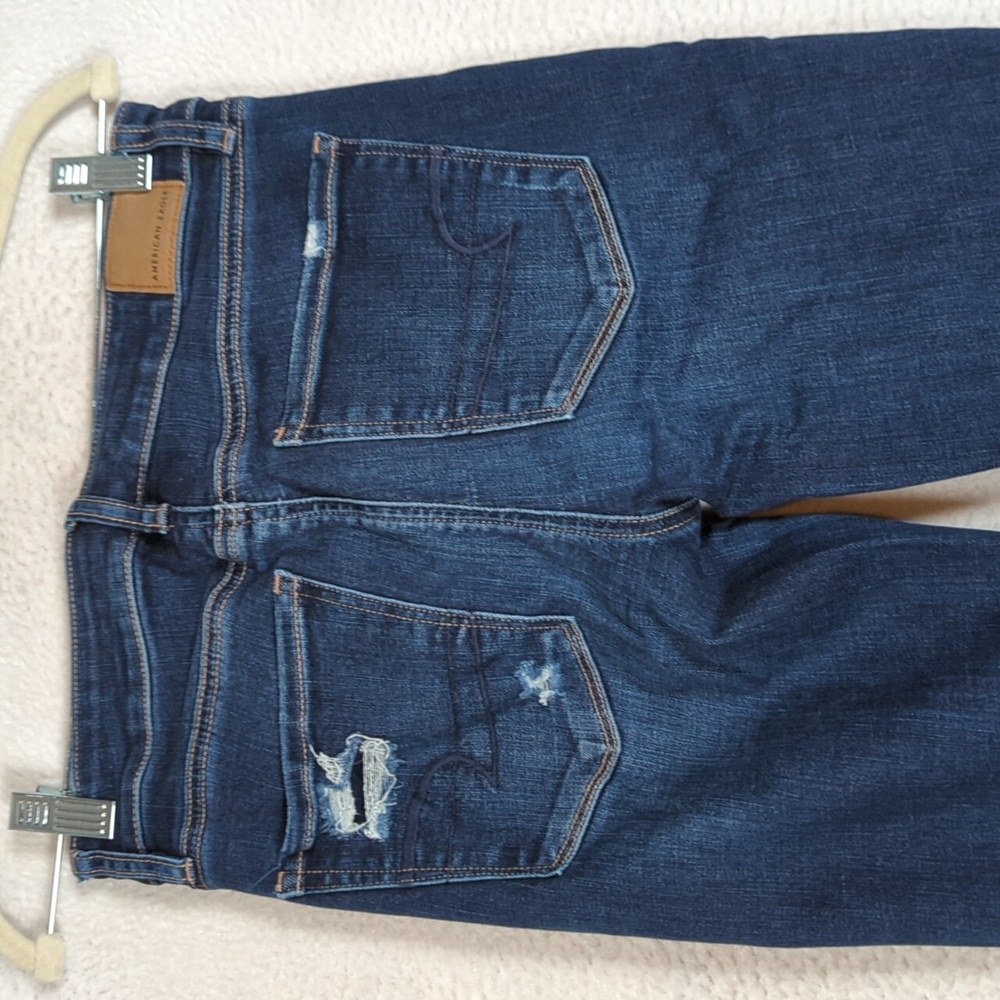 American Eagle Women's Dark Wash Patchwork Hi-Ris… - image 4